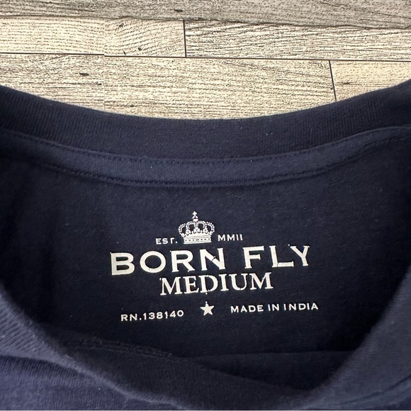 BORN FLY forever Men's Graphic T-Shirt Navy Blue Short Sleeve M - Picture 4 of 8